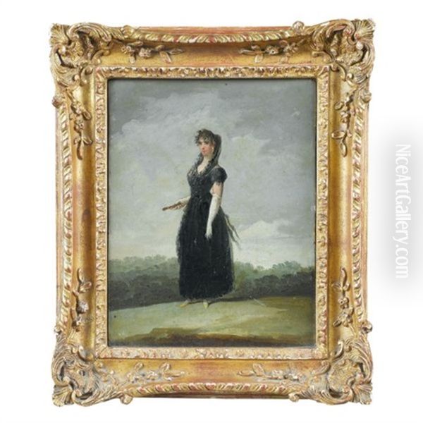 Jeune Femme A L'eventail Oil Painting by Francisco Goya