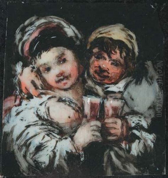 Couple De Buveurs Oil Painting by Francisco Goya