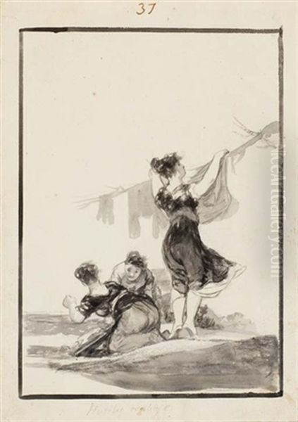 Hutiles Trabajos (travaux Utiles) Oil Painting by Francisco Goya