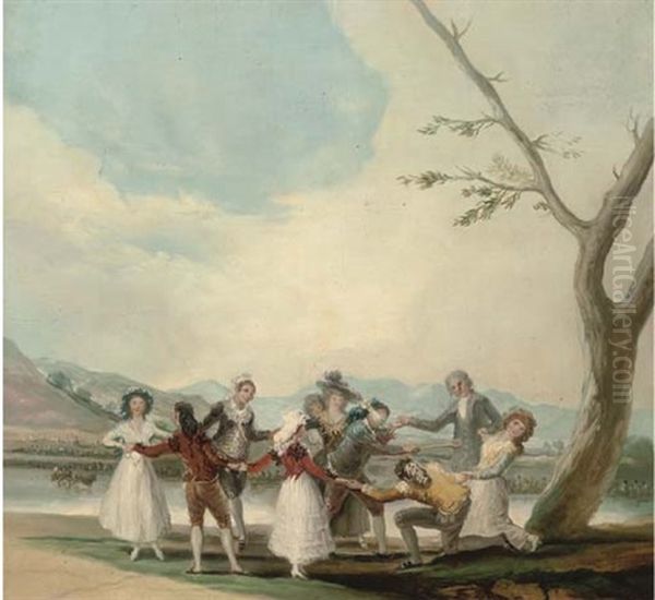 Blind Man's Bluff Oil Painting by Francisco Goya