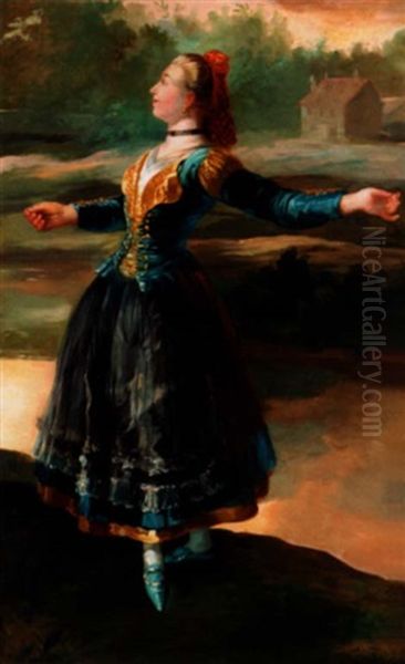 Study Of A Maja Dancing In A Landscape Oil Painting by Francisco Goya