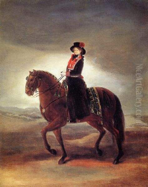 Equestrian Portrait Of Queen Maria Luisa Of Spain Oil Painting by Francisco Goya