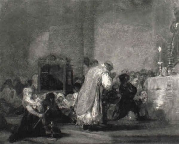 Priest Celebrating A Mass Of Purification Oil Painting by Francisco Goya