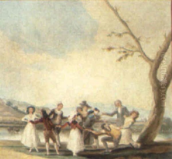 La Gallina Ciega Oil Painting by Francisco Goya