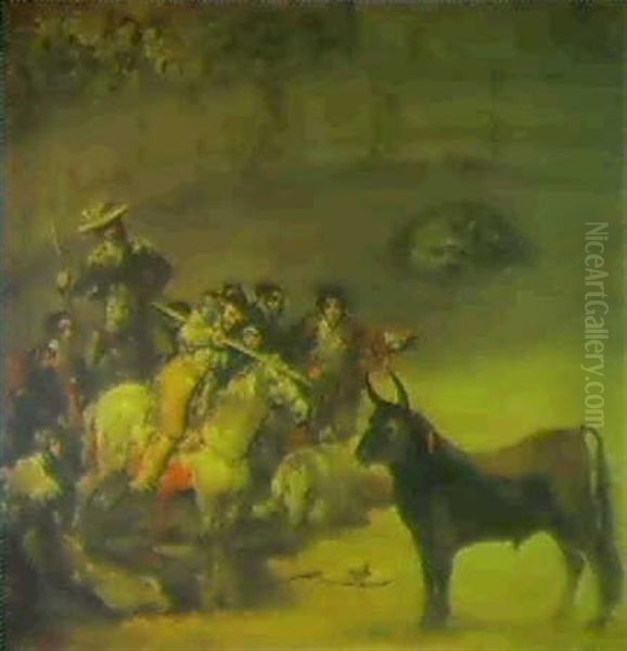 Bullfight Suerte De Varas Oil Painting by Francisco Goya