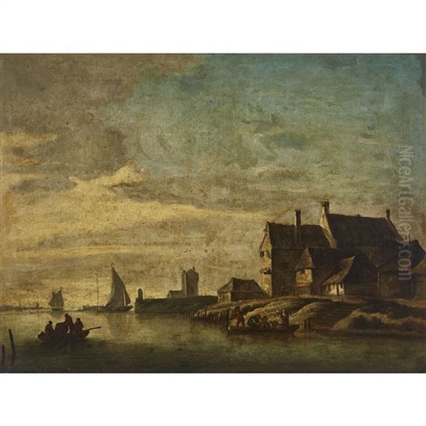 Riverscene Near Dordrecht Oil Painting by Jan Josefsz. van Goyen