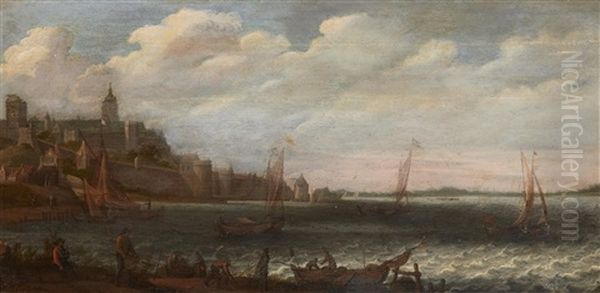 Panoramic River Landscape With A View Of Nimwegen Oil Painting by Jan Josefsz. van Goyen