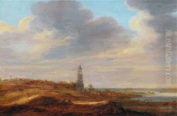 On The Beach Near Rhenen Oil Painting by Jan Josefsz. van Goyen