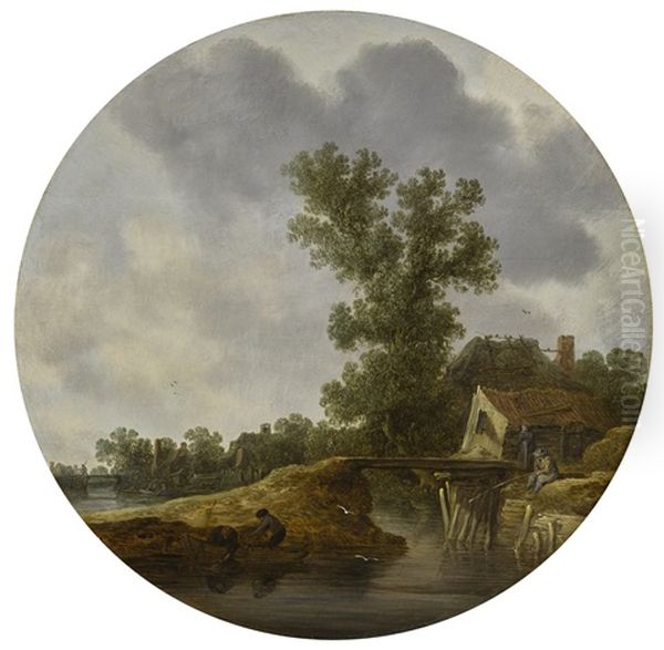 River Landscape Oil Painting by Jan Josefsz. van Goyen