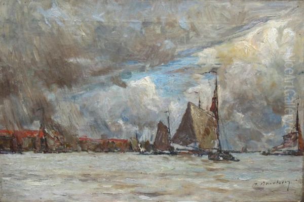 Vue De Port Oil Painting by Albert Baertsoen