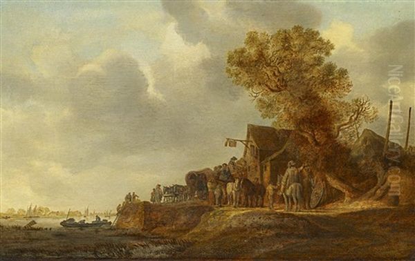 Wirtshaus Mit Aushangeschild Oil Painting by Jan Josefsz. van Goyen