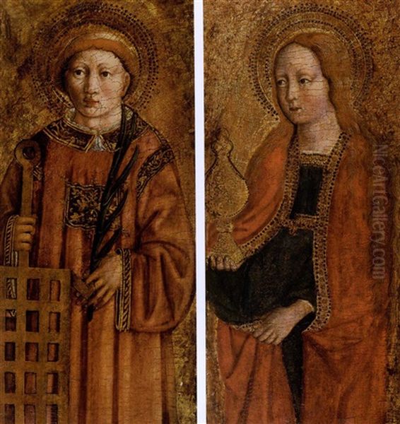 Der Heilige Laurenz (+ Die Heilige Maria Magdalena; Pair) Oil Painting by Benozzo (Alessio de Lese di Sandro) Gozzoli