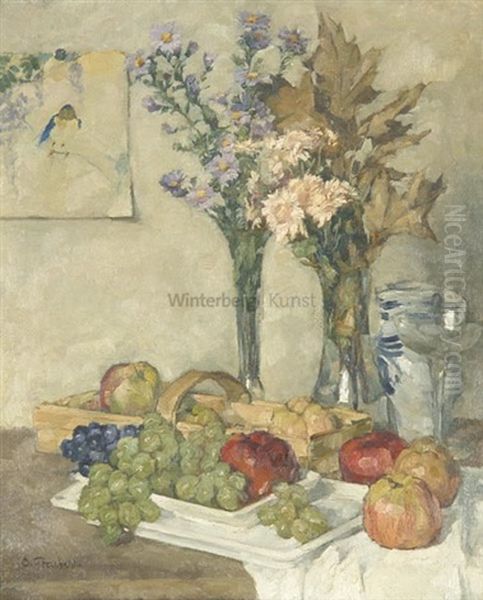 Blumenstilleben Mit Obst Oil Painting by Otto Graeber