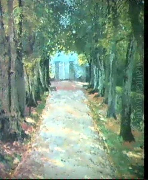 A Garden Path Oil Painting by Paul Grabwinkler