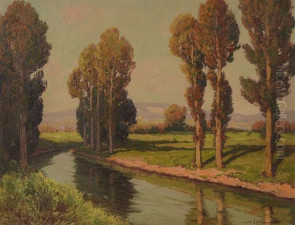 River Landscape Oil Painting by Peter Grabwinkler