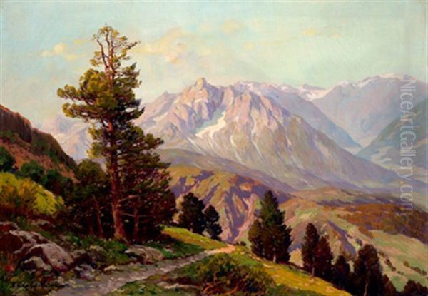 Im Hochgebirge, Baumgrenze Oil Painting by Peter Grabwinkler