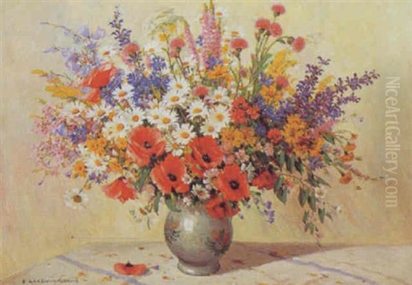 Wiensenblumenstrauss Oil Painting by Peter Grabwinkler