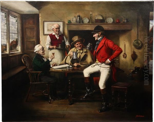 Fox Hunter Regaling Friends In Pub Oil Painting by Alfred Lyndon Grace