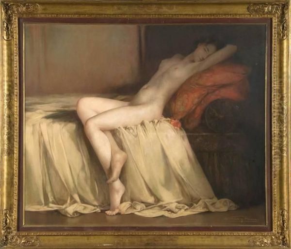 Femme Nue Allongee Oil Painting by Firmin Baes