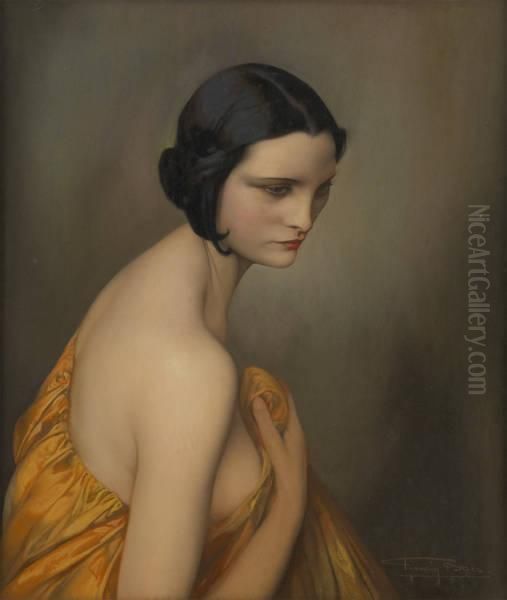 L'echarpe Jaune Oil Painting by Firmin Baes