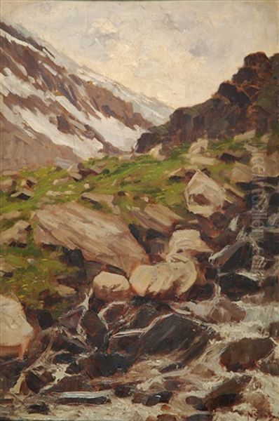 Alpe Veglia, Ghiacciaio Del Monte Leone Oil Painting by Napoleone (Luigi) Grady