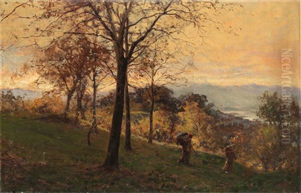 Bei Ticino, Landschaft Mit Figurlicher Staffage Oil Painting by Napoleone (Luigi) Grady