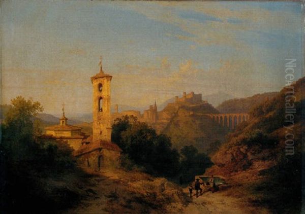 Ansicht Von Spoleto Oil Painting by Karl Georg Anton Graeb