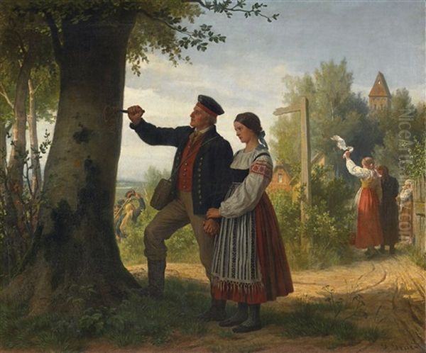 Abschied Des Litauischen Landwehrmannes Von Seiner Geliebten Oil Painting by Gustave Graef