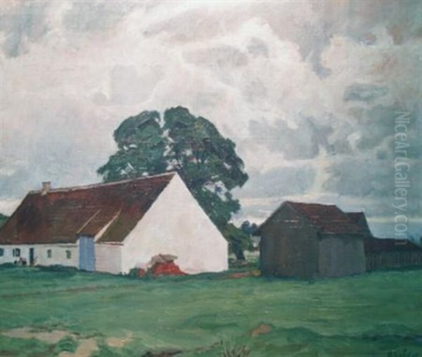 Country Farmhouse Oil Painting by Richard Graef