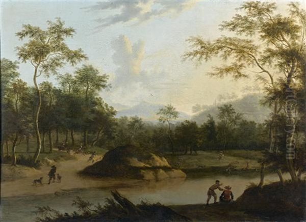 Scene De Chasse A Courre Au Cerf Oil Painting by Timotheus De Graef