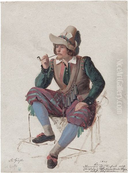 Der Maler Joseph Lammermeyer Im Kostum Eines Gefahrten Von Wallenstein Oil Painting by Albert Anton Graefle