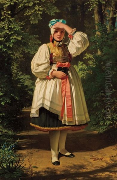 Young Girl With Bible Oil Painting by Albert Anton Graefle