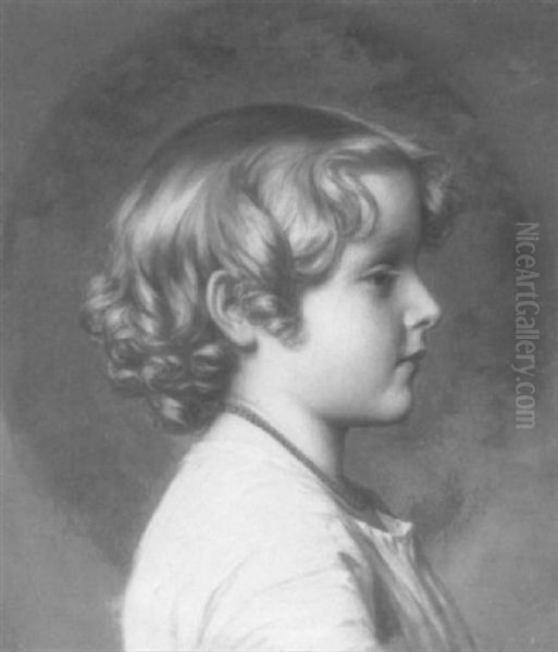 Profile Portrait Of A Young Boy Oil Painting by Albert Anton Graefle