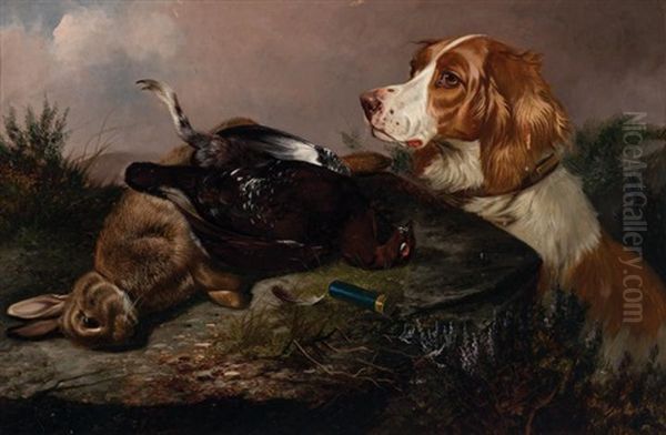 A Hunting Dog With Felled Game Oil Painting by Colin Graeme