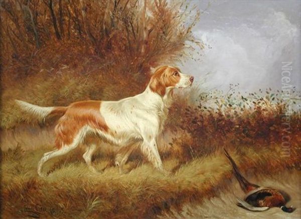 A Red And White Setter With A Dead Pheasant In A Landscape Oil Painting by Colin Graeme