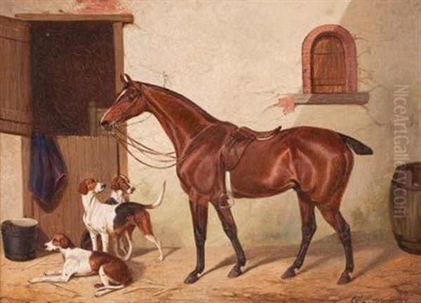 Horse And Hound Oil Painting by Colin Graeme