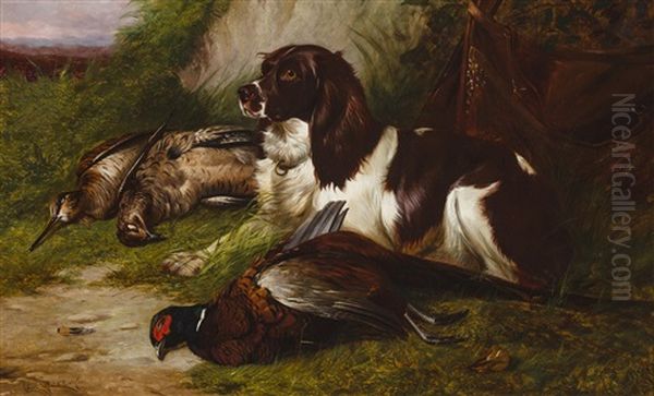 Spaniel With Game Oil Painting by Colin Graeme