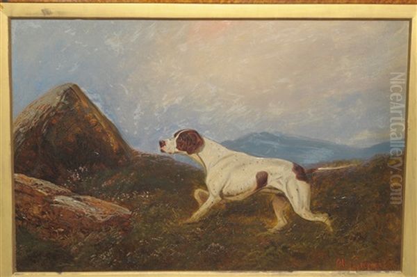 Pointer In A Landscape Oil Painting by Colin Graeme