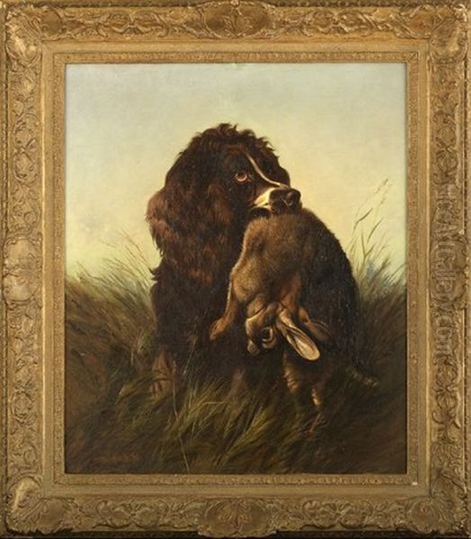 Hunting Spaniel And Hare Oil Painting by Colin Graeme