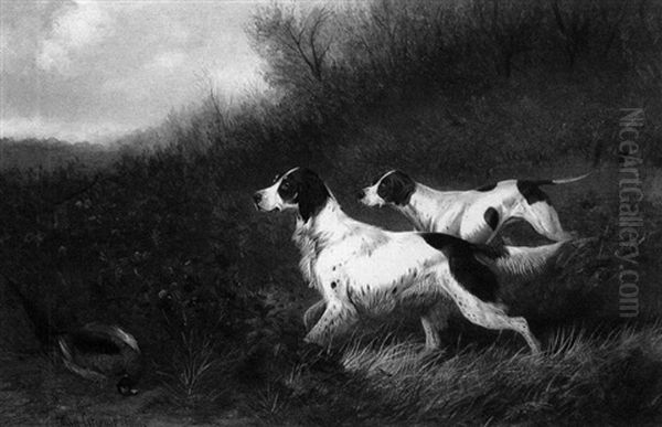 Setter And Pointer On Point Oil Painting by Colin Graeme