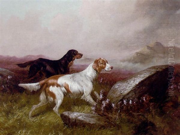 Two Setters And Grouse Oil Painting by Colin Graeme