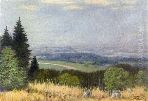 Landschaft Von Hohenpreissenberg Oil Painting by Theodor Graetz