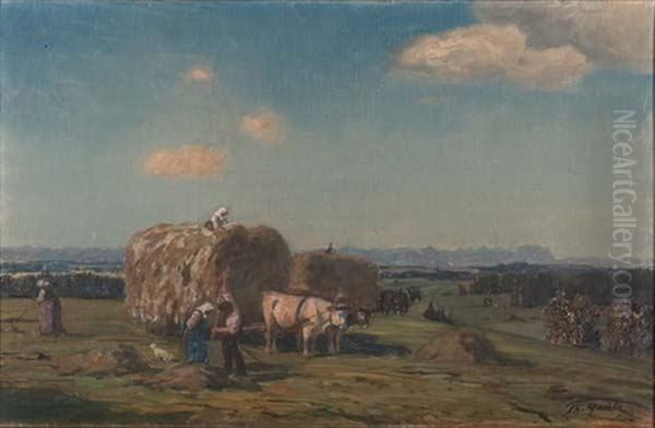 Heuernte Oberhalb Des Murnauer Mooses Oil Painting by Theodor Graetz