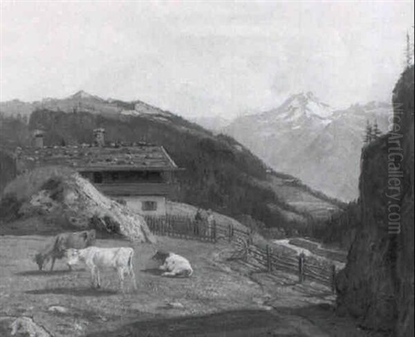 Auf Der Alm Oil Painting by Theodor Graetz