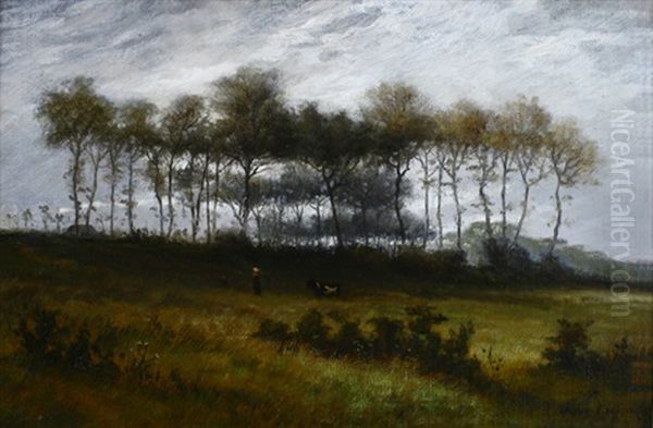 Baumlandschaft Mit Kuh Und Hirtin Oil Painting by Franz Joseph Adolph Graf