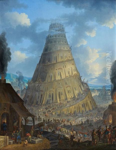 La Tour De Babel Oil Painting by Johann (Hans) Graf