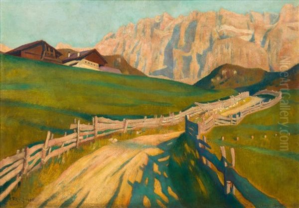 View To The Sellagruppe (dolomites) Oil Painting by Ludwig Ferdinand Graf