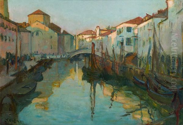 Chioggia, Abend Am Kanal Oil Painting by Ludwig Ferdinand Graf