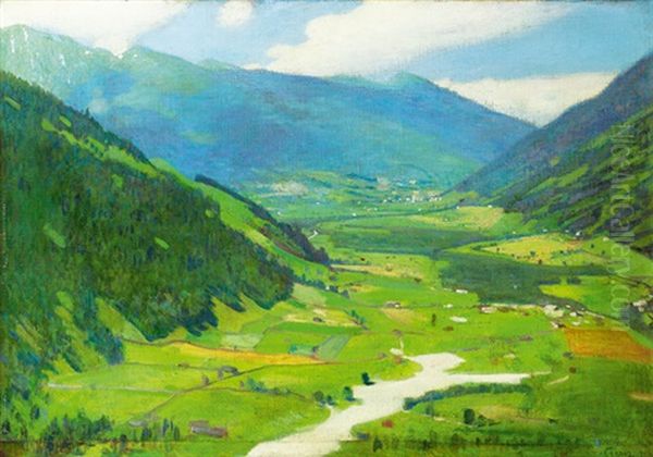 Blick Ins Gasteiner Tal Oil Painting by Ludwig Ferdinand Graf