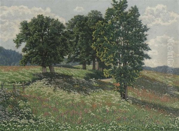 Sommerliche Wiesenlandschaft Oil Painting by Philipp Graf